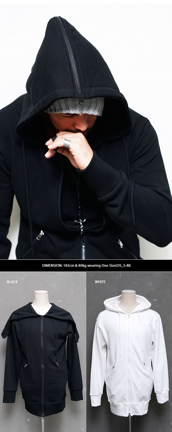 Sales Tops Full Open Back Long Zip Up HoodieHoodie 78 GUYLOOK Men's Trendy Fashion